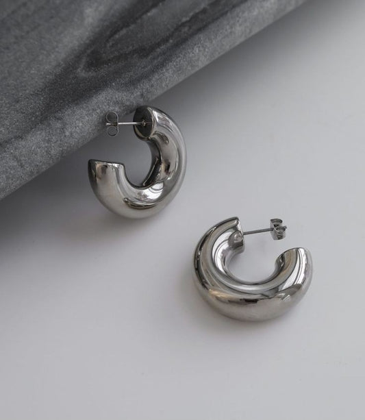 Chunky silver hoops