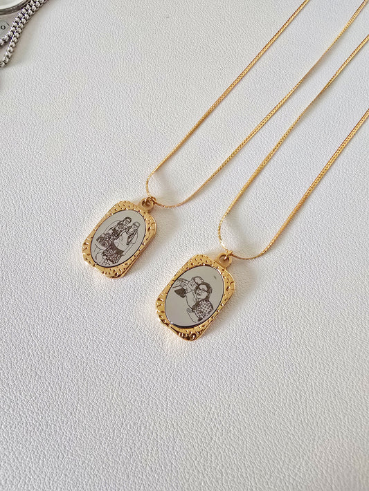 Cadena para retrato doble tono